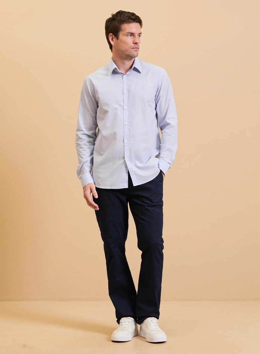 Camisa Masculina Relax Manga Longa Azul