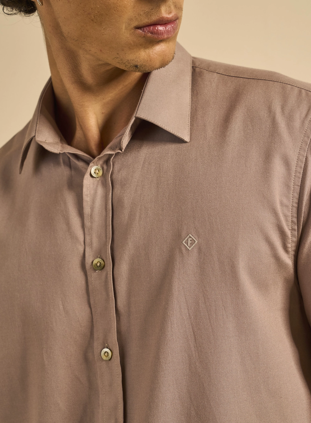 Camisa Masculina Relax Manga Curta Marrom 4