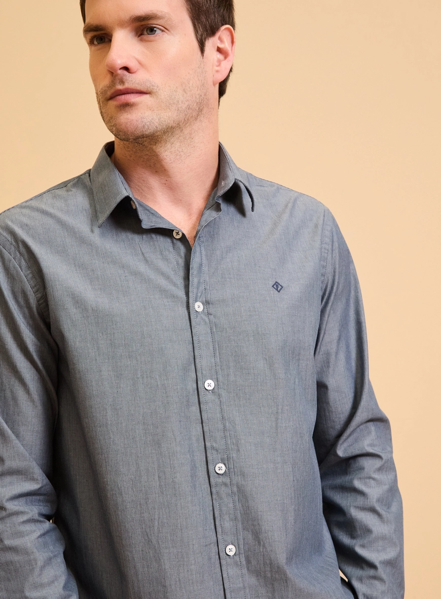 Camisa Masculina Relax Azul