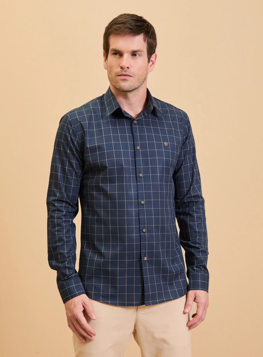 Camisa Masculina Slim Fit Xadrez Estampados