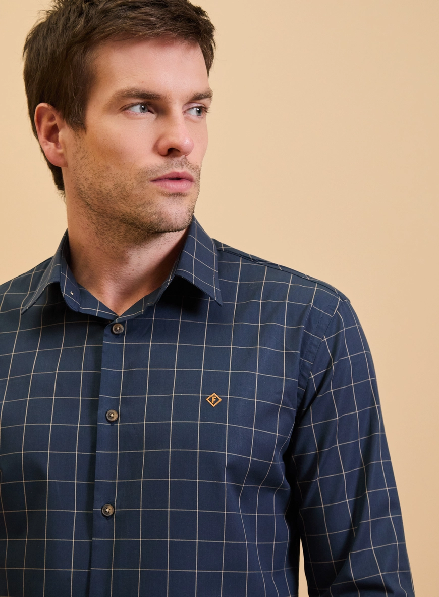 Camisa Masculina Slim Fit Xadrez Estampados