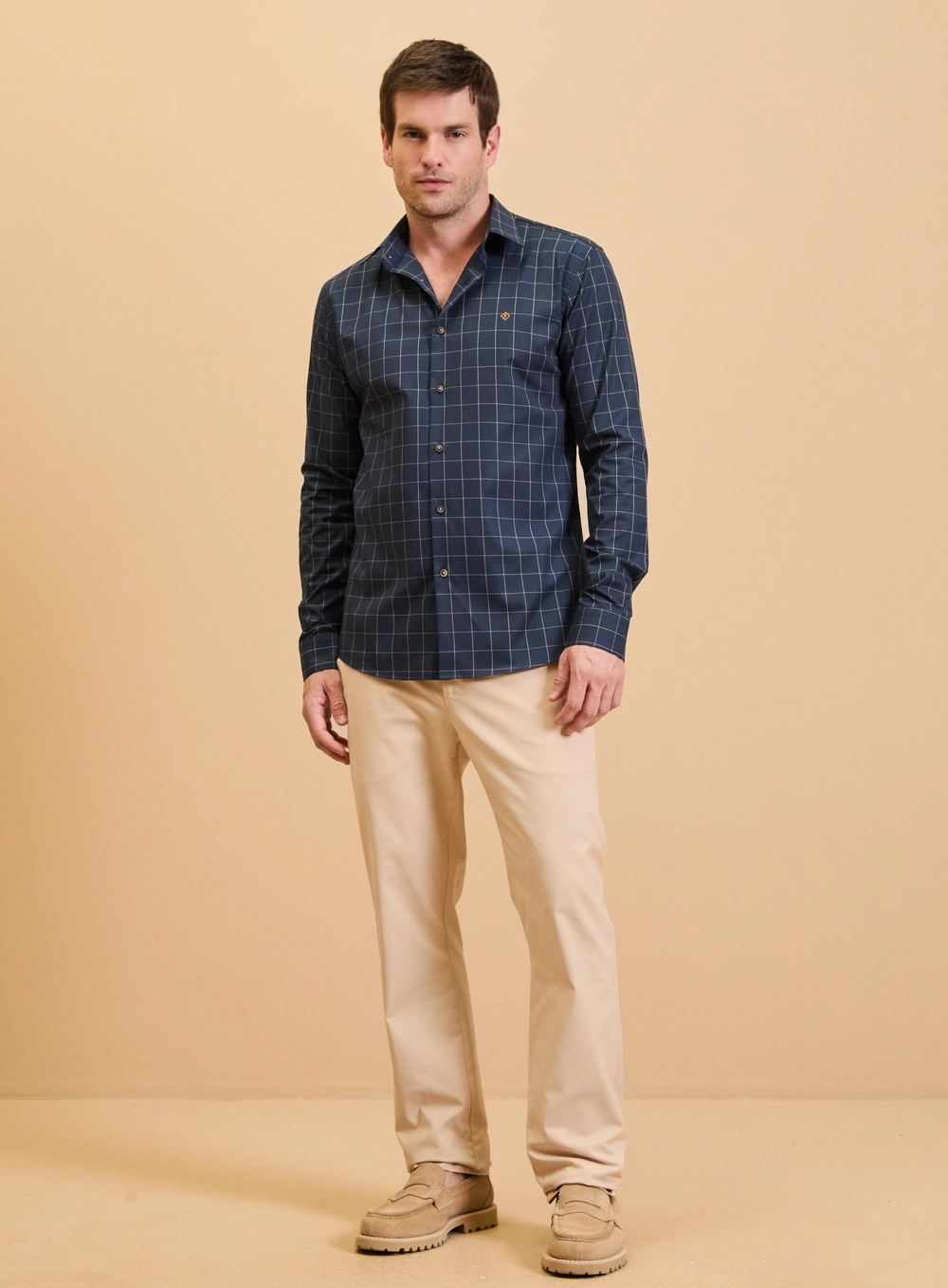 Camisa Masculina Slim Fit Xadrez Estampados 4