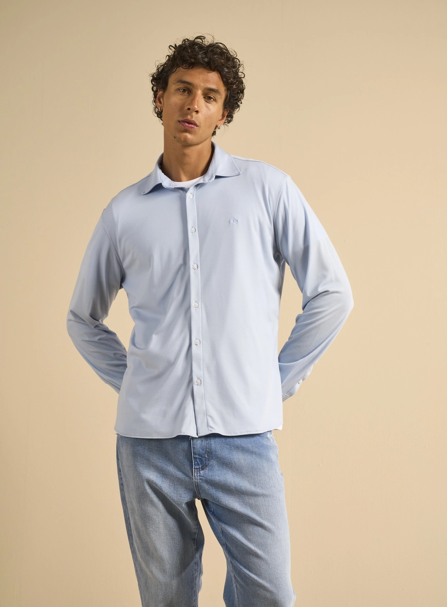 Camisa Masculina Slim Fit Azul