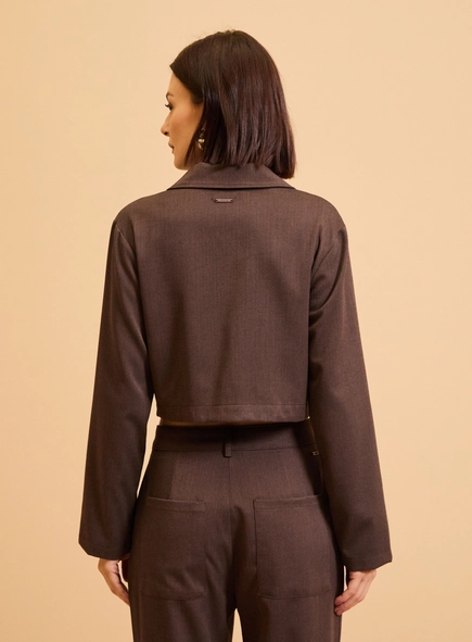 Jaqueta Feminina Alfaiataria Cropped
