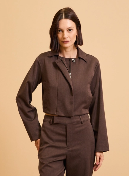 Jaqueta Feminina Alfaiataria Cropped