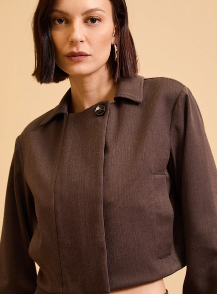 Jaqueta Feminina Alfaiataria Cropped