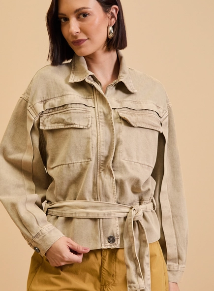 Jaqueta Sarja Feminina Com Cinto 80's