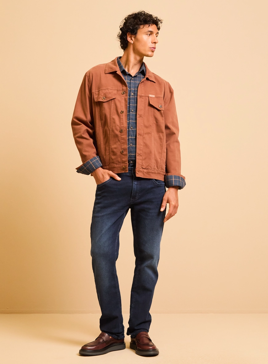 Jaqueta Sarja Masculina Trucker Marrom