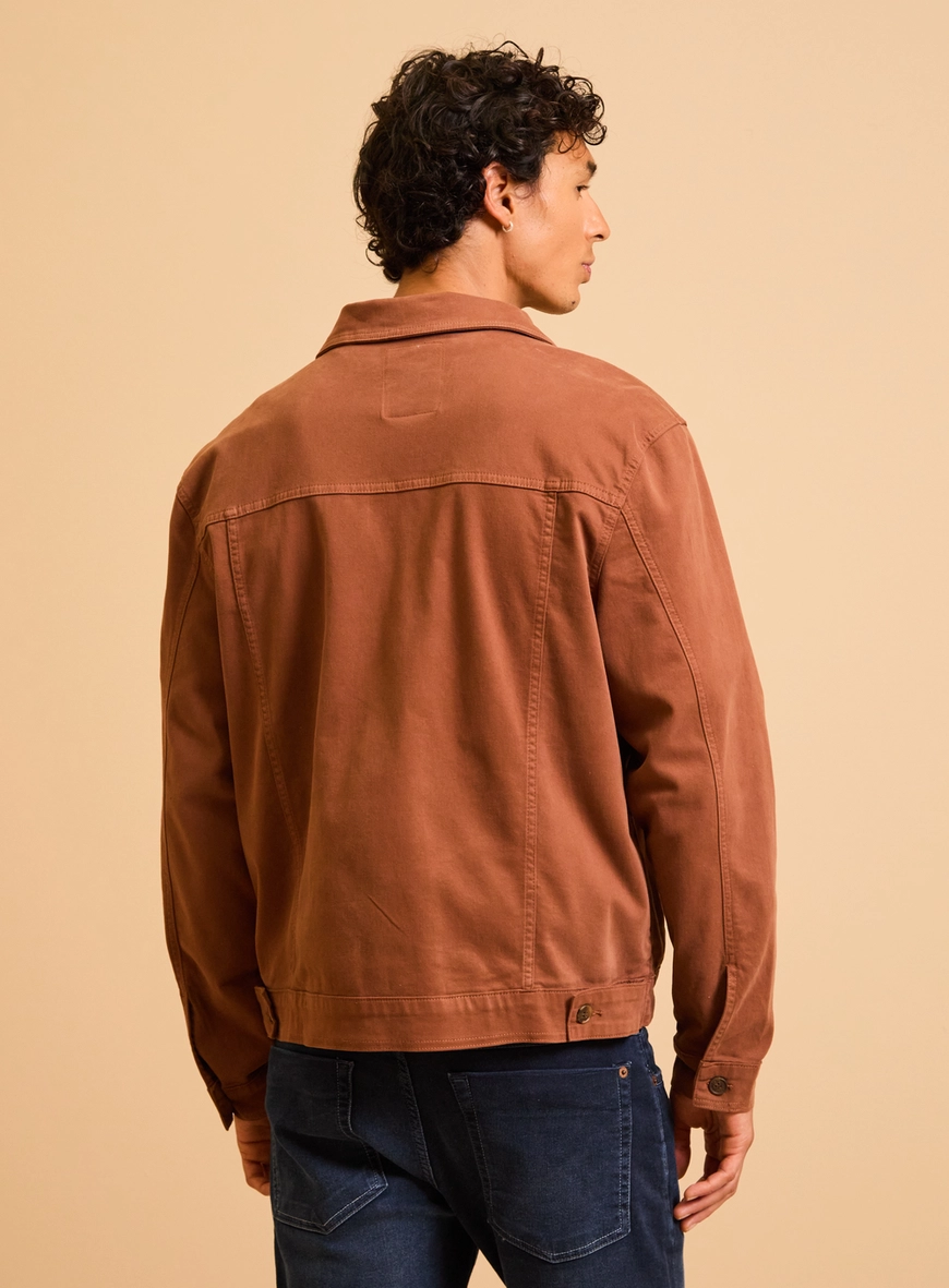 Jaqueta Sarja Masculina Trucker Marrom