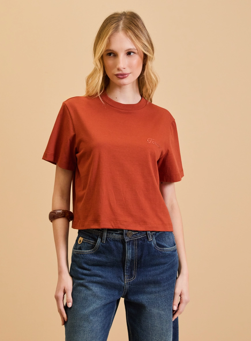 Camiseta Feminina Boy Básica Laranja
