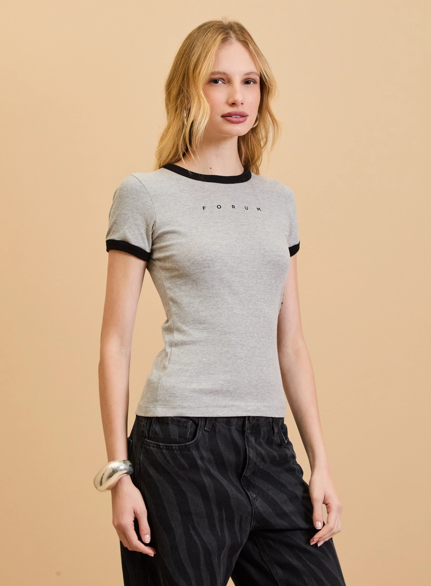 Camiseta Feminina Small Bicolor Cinza 3