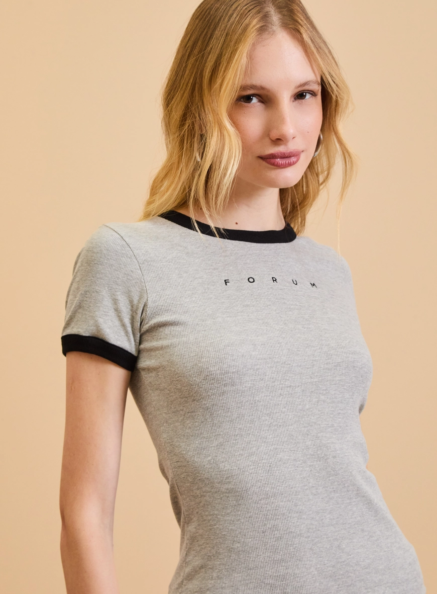 Camiseta Feminina Small Bicolor Cinza 4