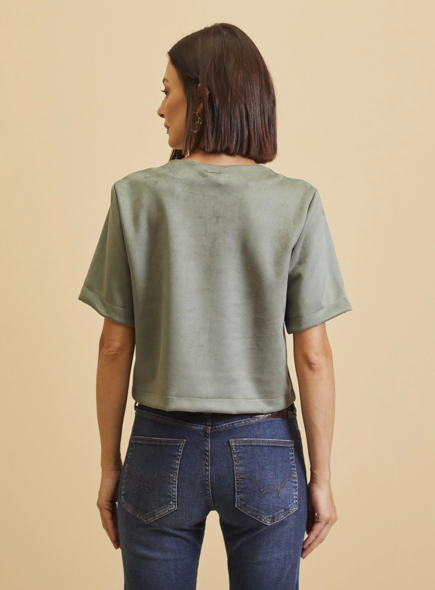 Camiseta Feminina Suede Boxy Bege