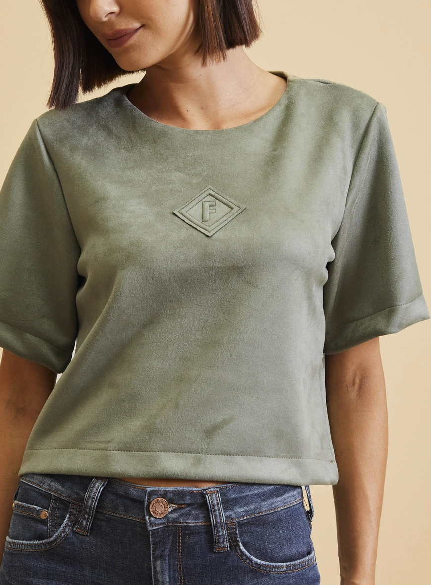Camiseta Feminina Suede Boxy Bege