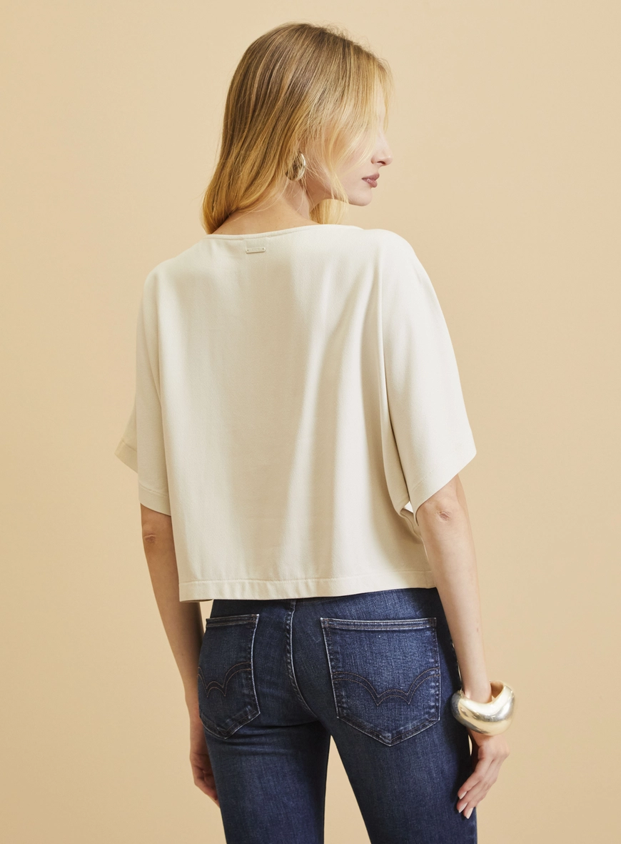 Camiseta Feminina Básica Ampla Bege Italian