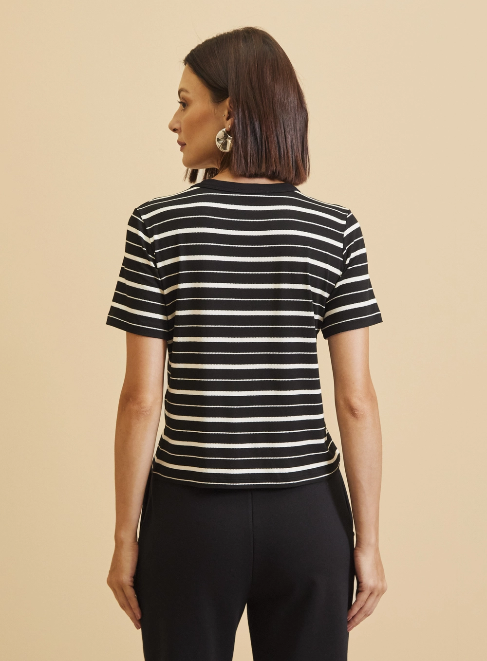 Camiseta Feminina Manga Alongada Listrada Estampados 2