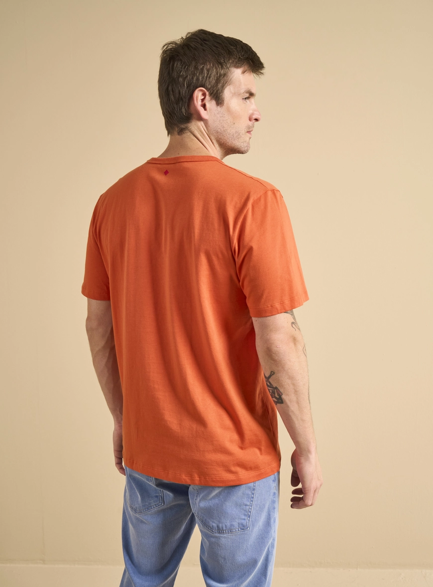 Camiseta Masculina New Box Estampada Com Bordado Laranja