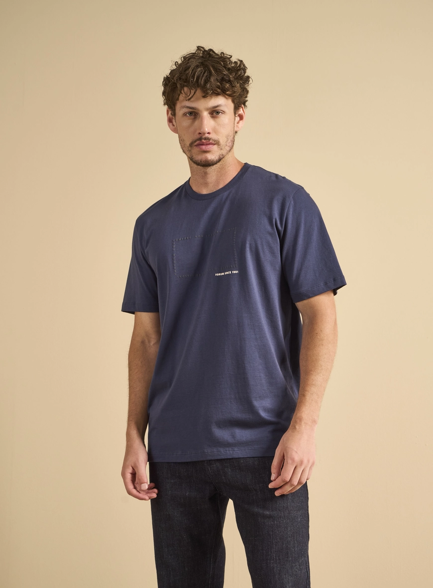 Camiseta Masculina New Box Com Estampa Azul