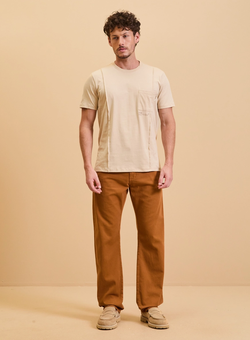 Camiseta Masculina New Slim Bege