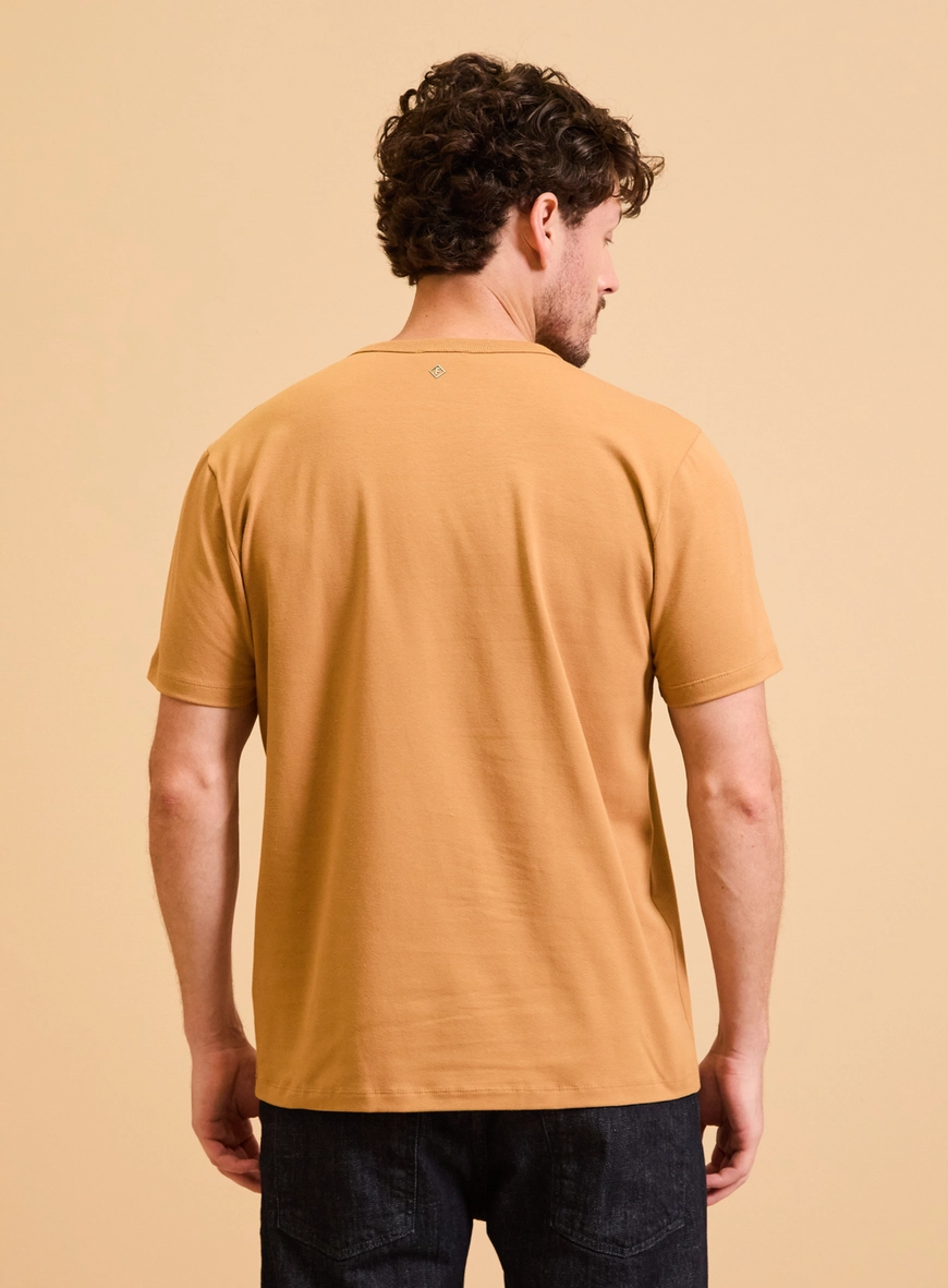 Camiseta Masculina New Slim Gola Ribana Bege