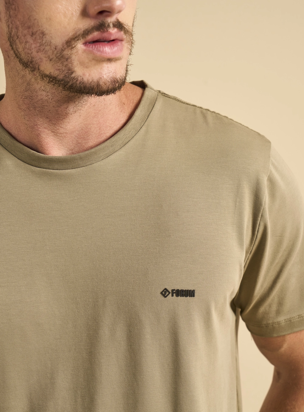Camiseta Masculina New Slim Bege 3