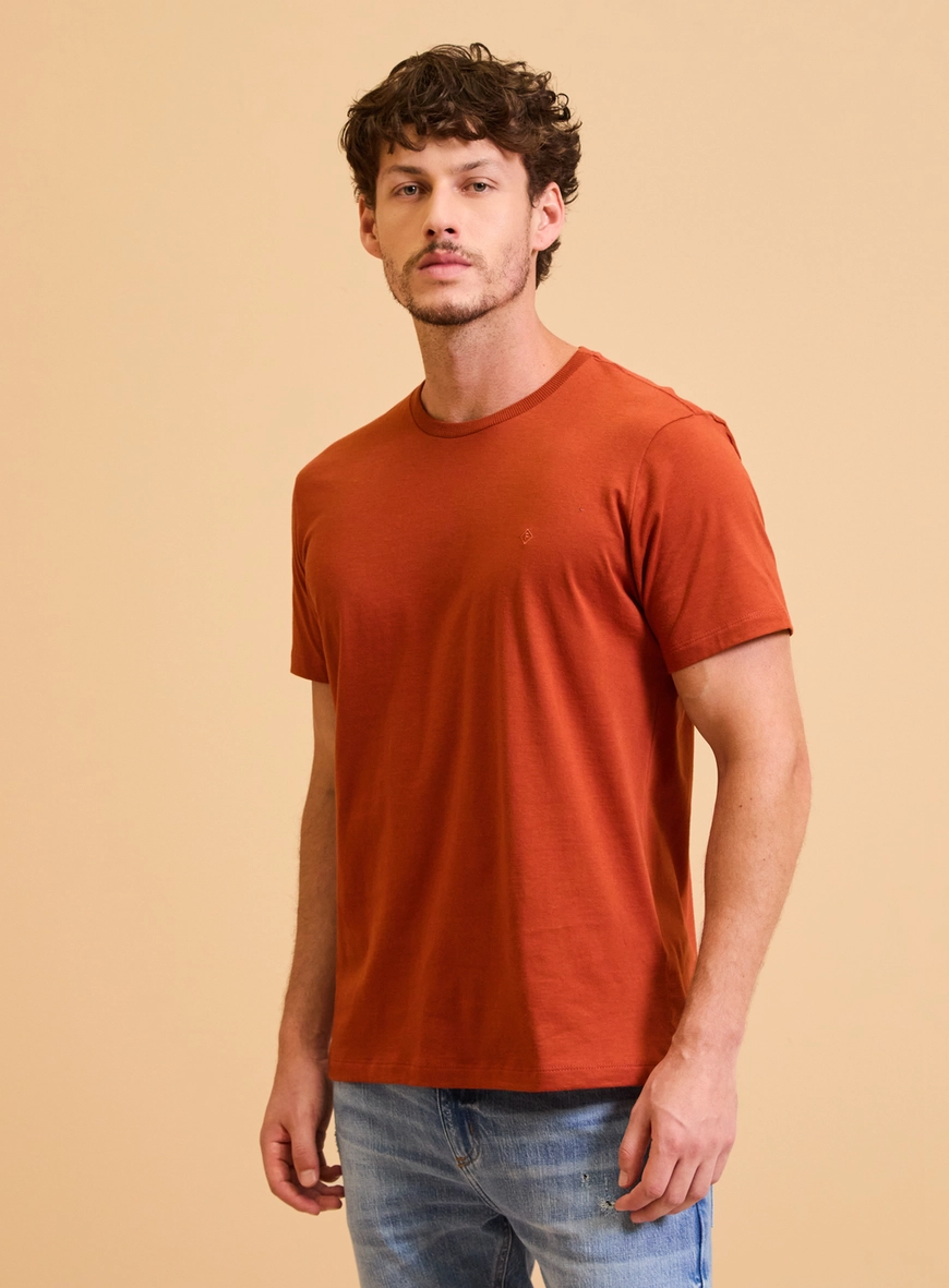 Camiseta Masculina New Slim Básica Laranja
