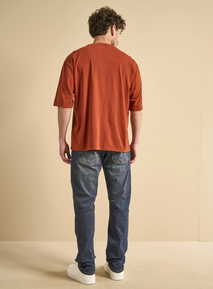 Camiseta Masculina Over Com Bordado Laranja