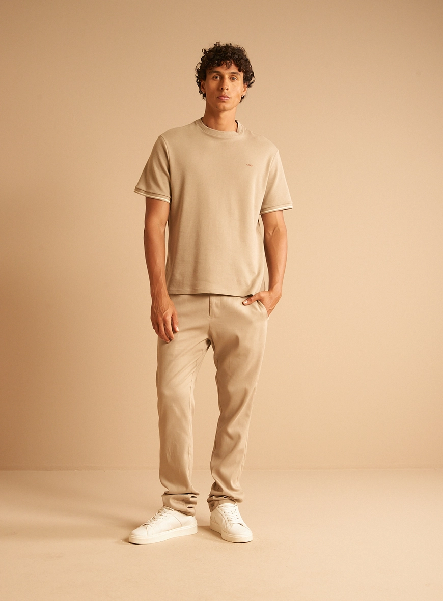 Camiseta Masculina New Box Texturizada Bege