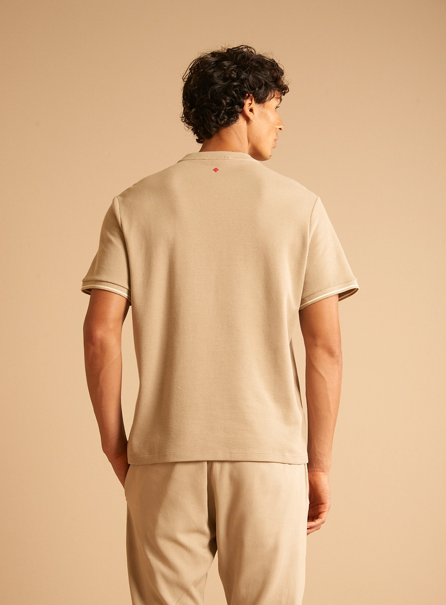 Camiseta Masculina New Box Texturizada Bege