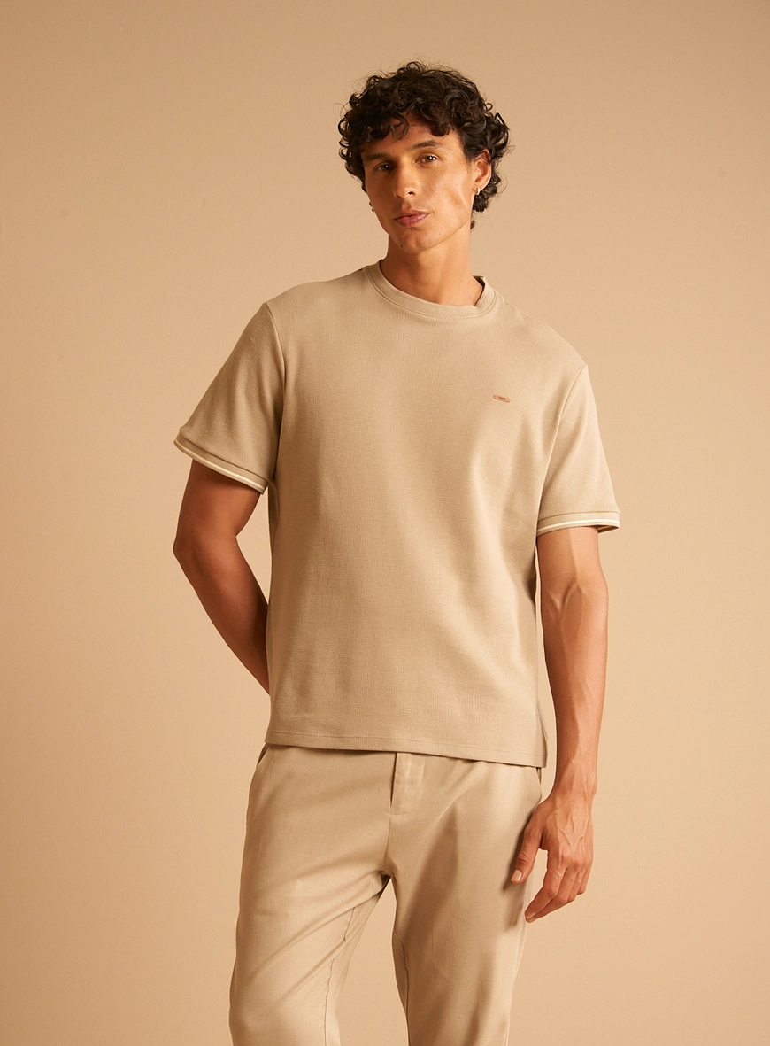 Camiseta Masculina New Box Texturizada Bege