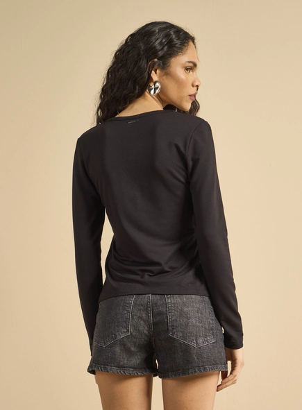 Blusa Justa Manga Longa Decote V
