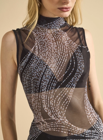 Blusa Tule Justa Pontos De Luz