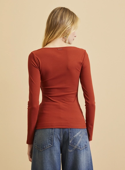 Blusa Manga Longa Com Franzido