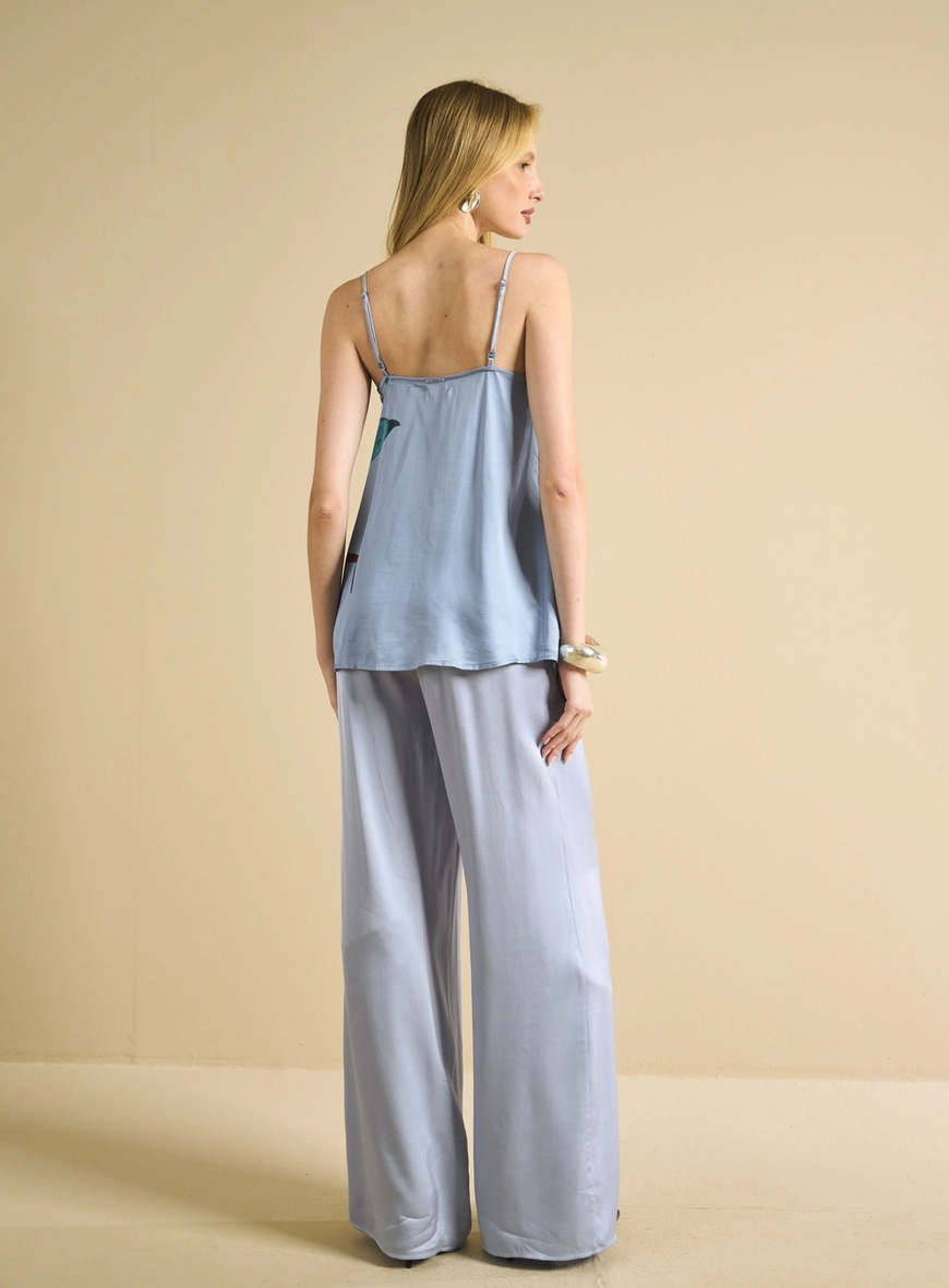 Blusa Alça Fina - Aura Floral Azul