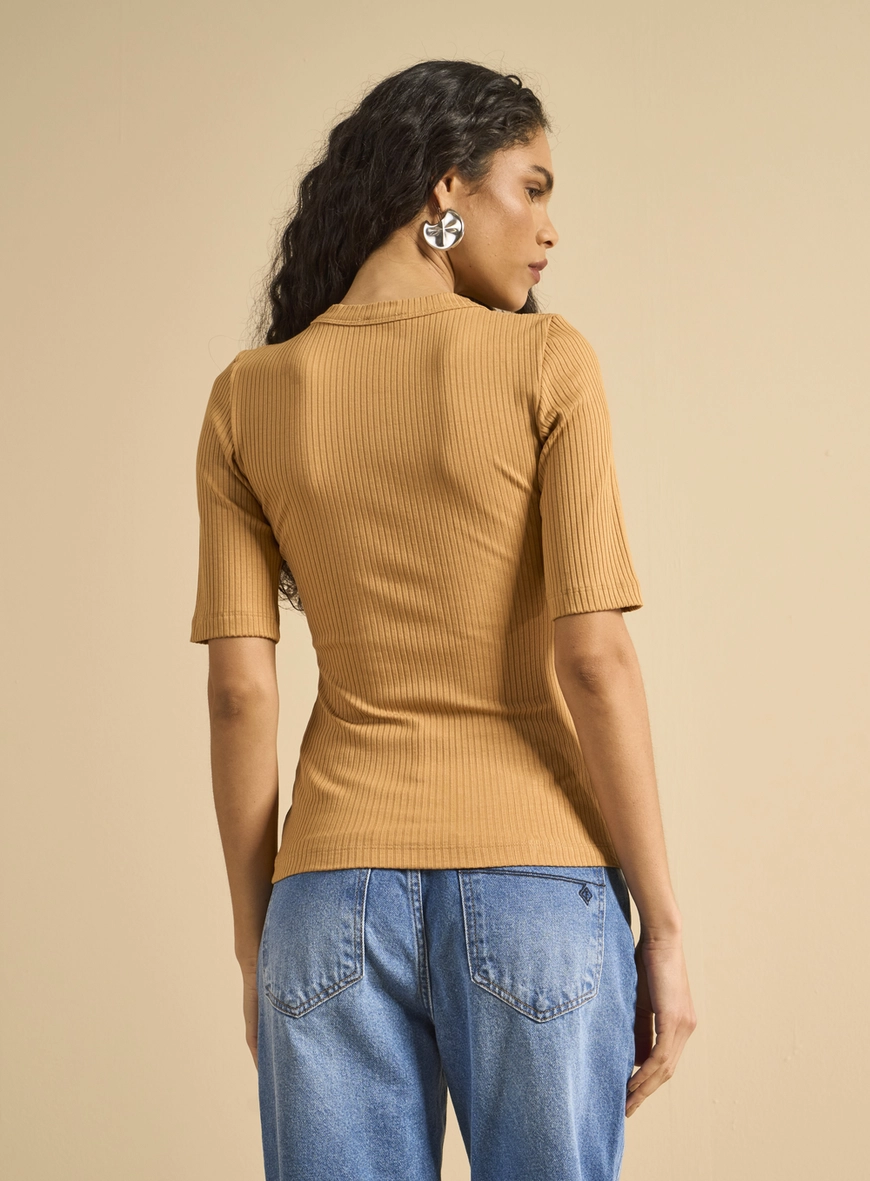Blusa Feminina Justa Canelada Bege