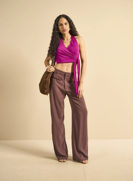 Blusa Halter Transpassada Com Amarração
