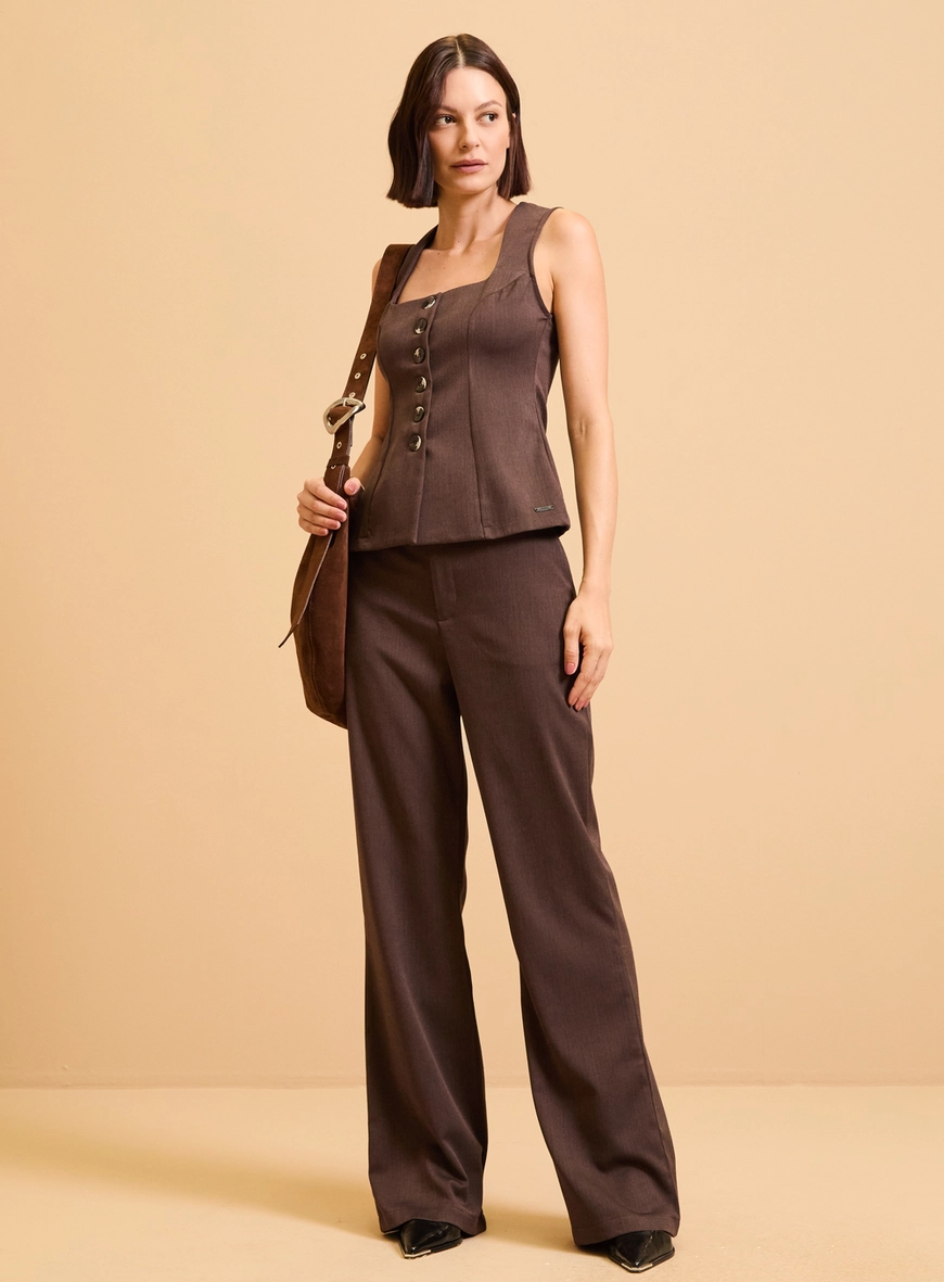 Blusa Alfaiataria Ajustada Marrom