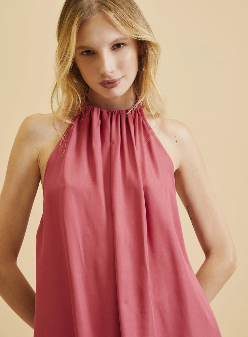 Blusa Frente Única Com Franzido Vermelho
