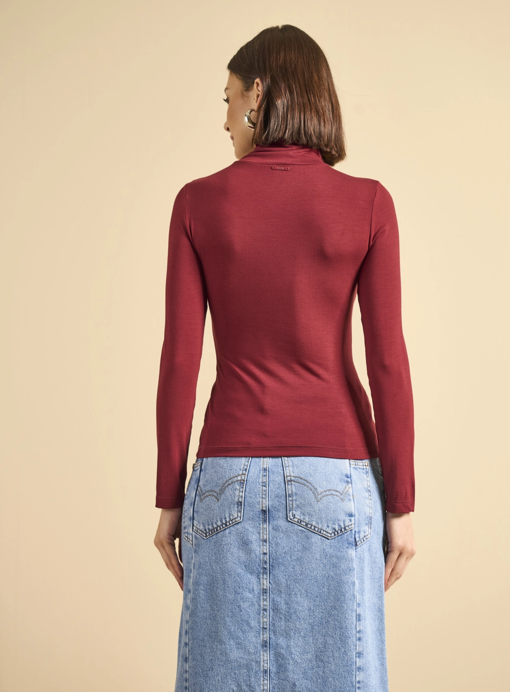 Blusa Justa Gola Alta Bordô 2