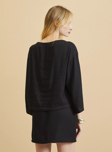 Blusa Ampla Mangas Evasê