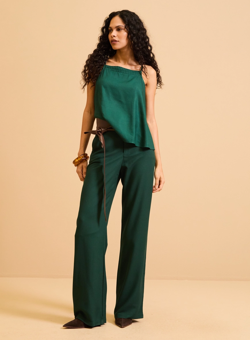 Blusa Ampla Decote Quadrado Verde