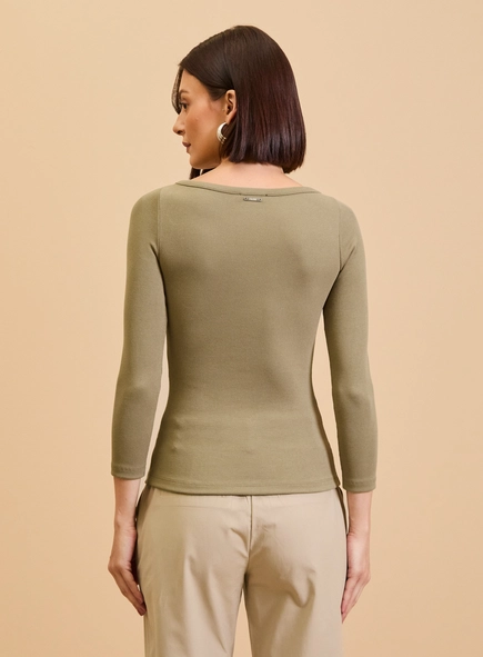 Blusa Manga Longa Canelada Justa