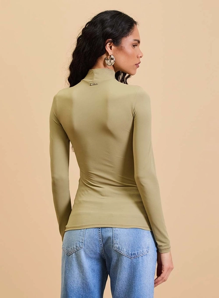 Blusa Manga Longa Gola Alta