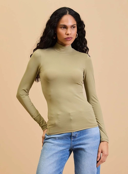 Blusa Manga Longa Gola Alta