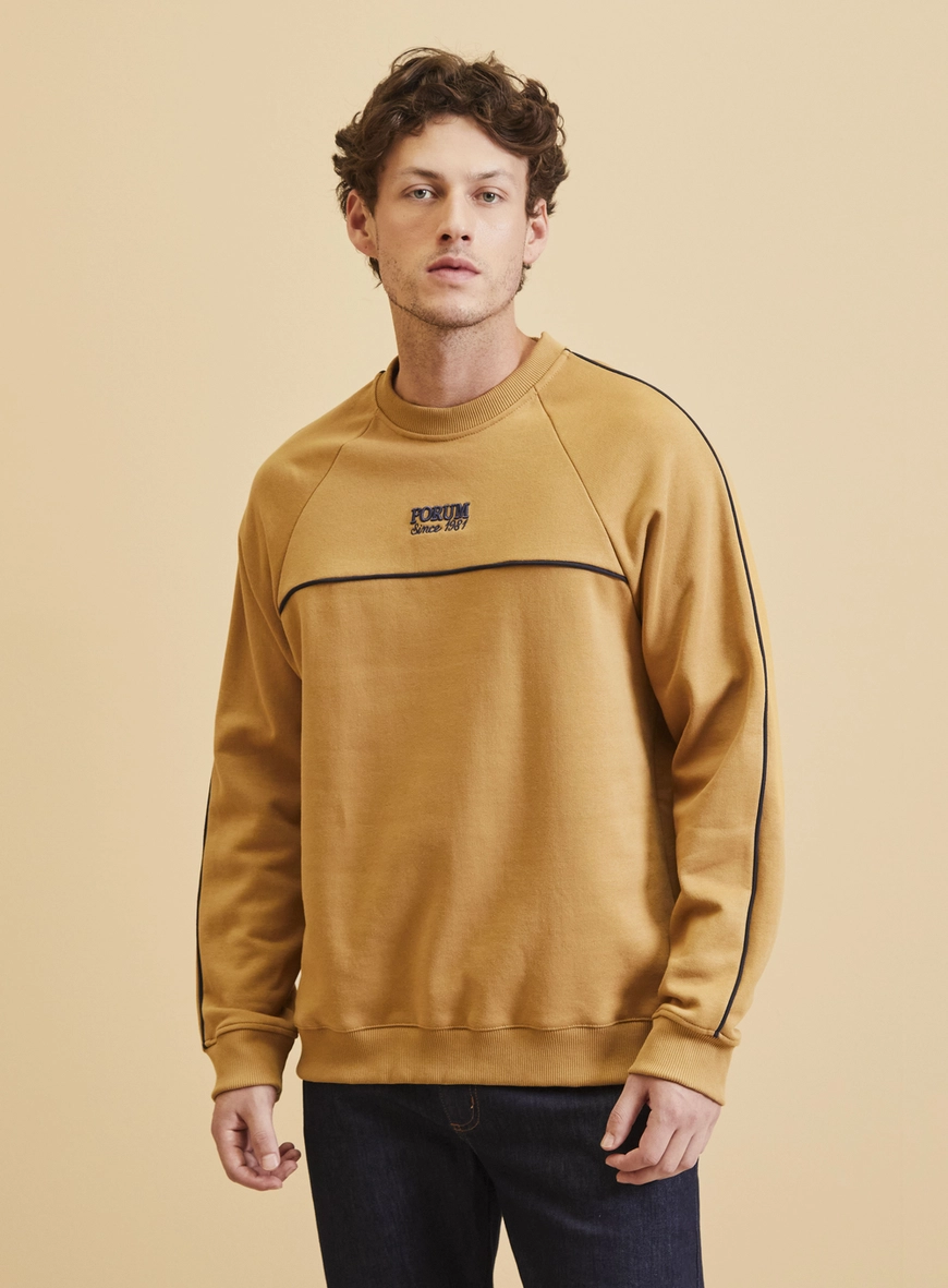 Blusão Moletom Masculina Com Contraste Bege