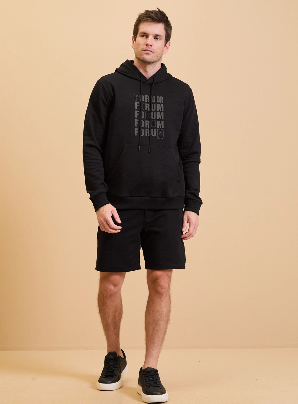 Blusão Masculino New Comfort Com Capuz Estampado Preto 1