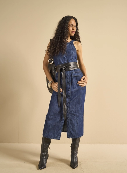 Vestido Jeans Midi Utility