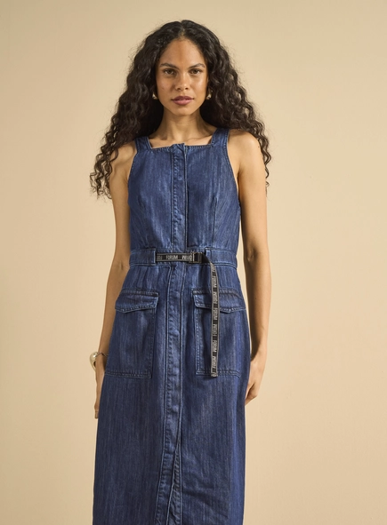 Vestido Jeans Midi Utility
