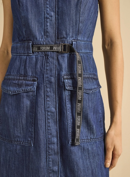 Vestido Jeans Midi Utility