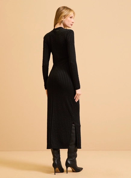 Vestido Midi Frente Única Recortes E Franzido